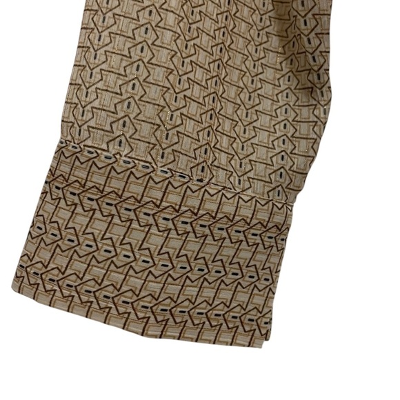 Express Relaxed Portofino Geometric Gold Threaded Long Sleeve Sheer Blouse - Picture 5 of 6